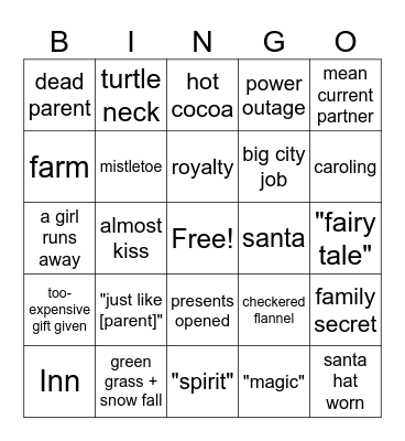 CHRISTMAS MOVIE BINGO Card