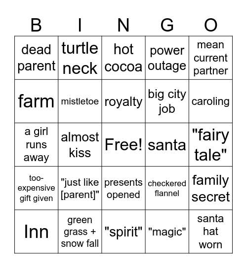 CHRISTMAS MOVIE BINGO Card