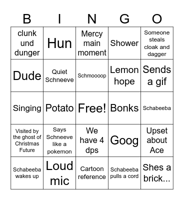 Schneeve Bingo Card
