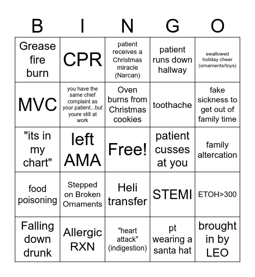 ER CHRISTMAS BINGO Card