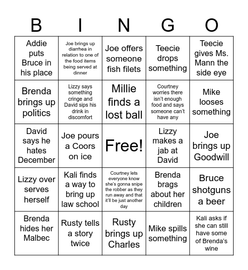 A Christmas Story Bingo Card