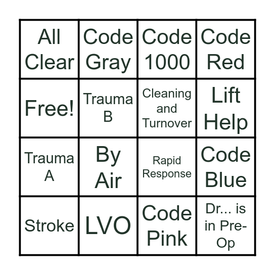 It's So Loud! Over Head Calls Bingo Card