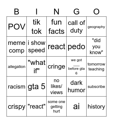 yes Bingo Card