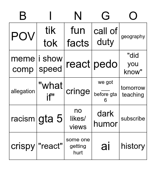 yes Bingo Card