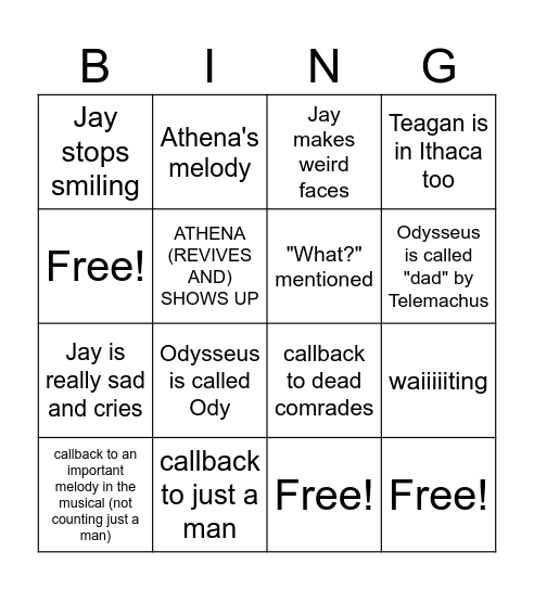 Ithaca Saga Bingo!!!! Bingo Card