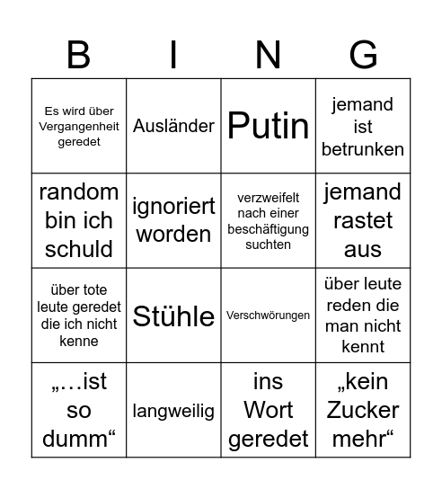 Weihnachten Bingo Card