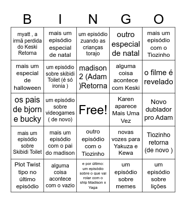 M amigos terceira temporada Bingo Card