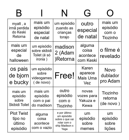 M amigos terceira temporada Bingo Card