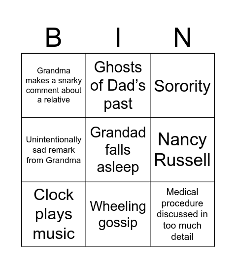 Poling Visit Bingo Card