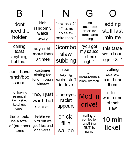 stuff at work Bingo Card