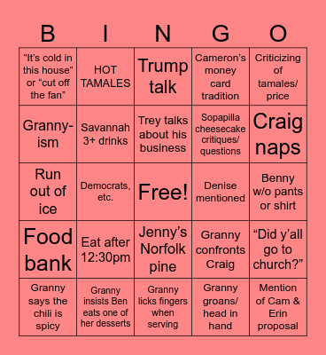 Christmas 2024 Bingo Card