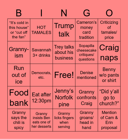 Christmas 2024 Bingo Card