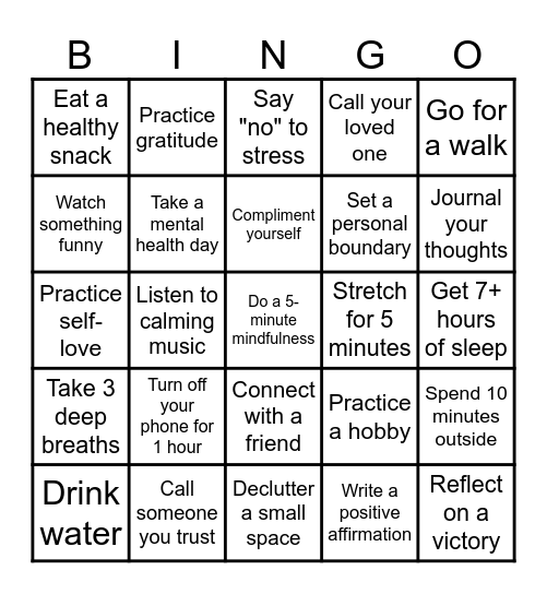 Breathe, Balance and Bingo! Bingo Card