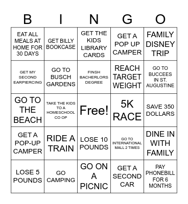 GOALS BINGO 2025 Bingo Card