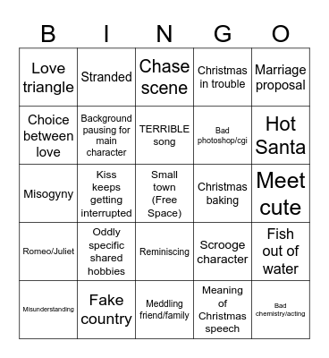 Christmas Movie Bingo Card