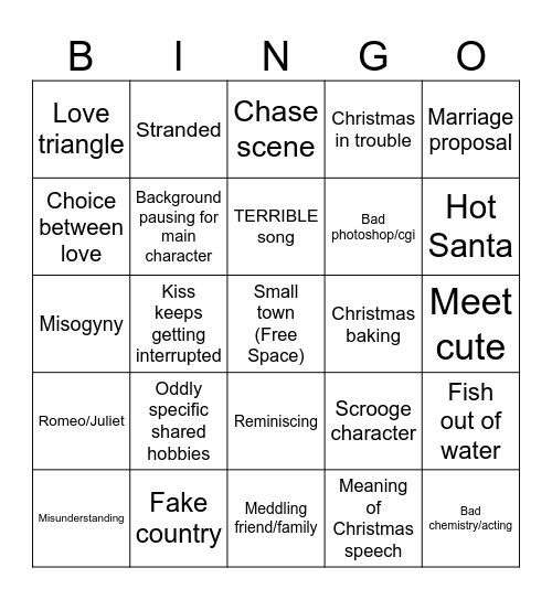 Christmas Movie Bingo Card