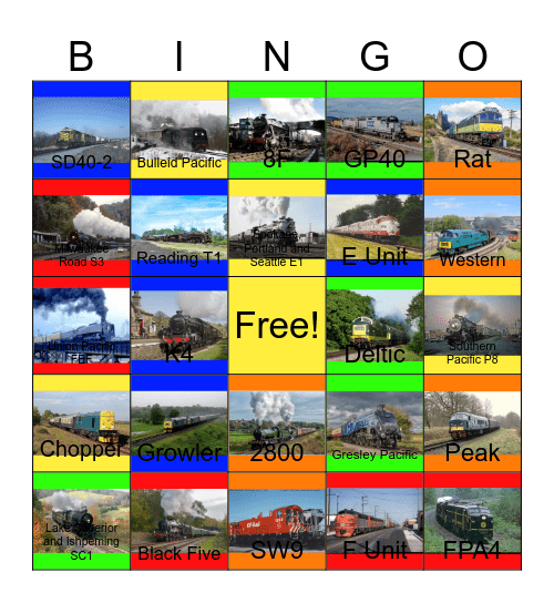 Railways that I would like to work during the Festive Season besides my Commissary, Hy-Vee and Saint Ambrose one day Bingo Card