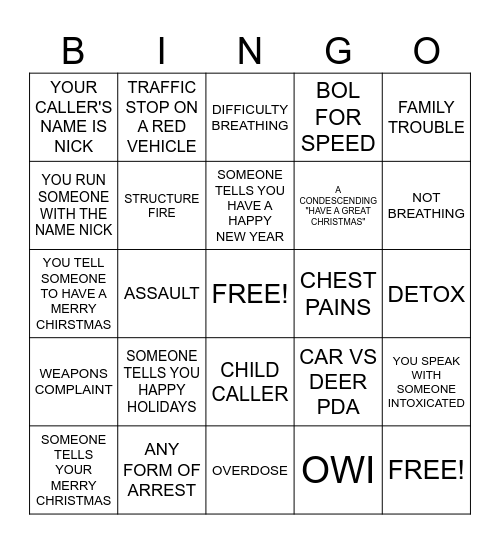 CHRISTMAS 2024 Bingo Card