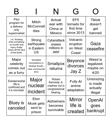 2025 Bingo Card