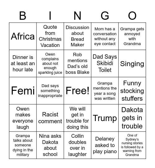 Untitled Bingo Card