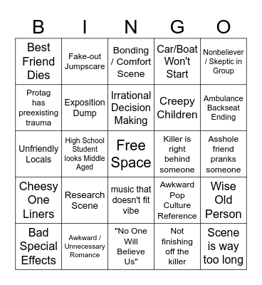 Bad Horror Bingo Card