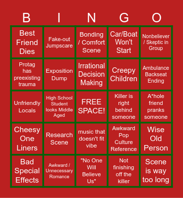 Bad Horror Bingo Card