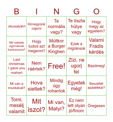 2024 Karácsonyi bingo Card