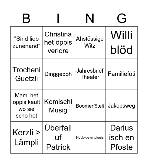 Wiehnachtsbrunch Bingo Card