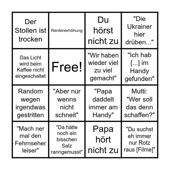 1. Weihnachtsfeiertag Bingo Card