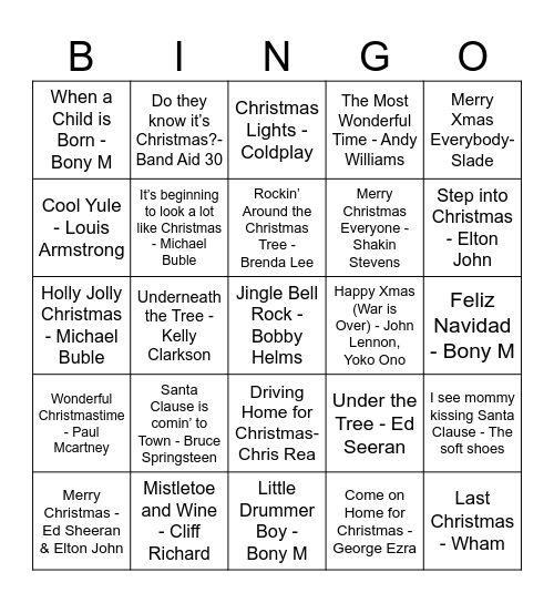 CHRISTMAS BINGO Card