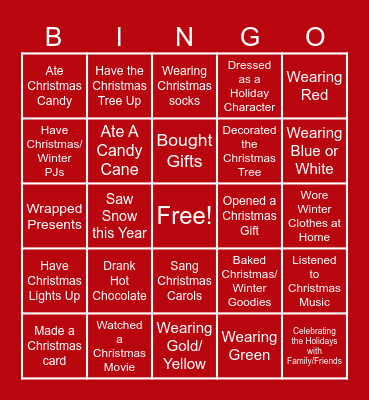 Holiday Party BINGO Card