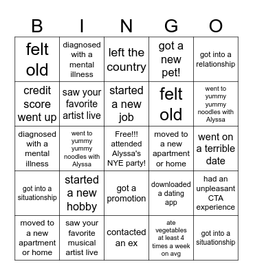 2024 Bingo! Bingo Card