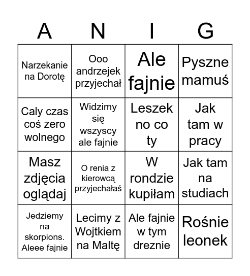 GUBIN SWIETA Bingo Card