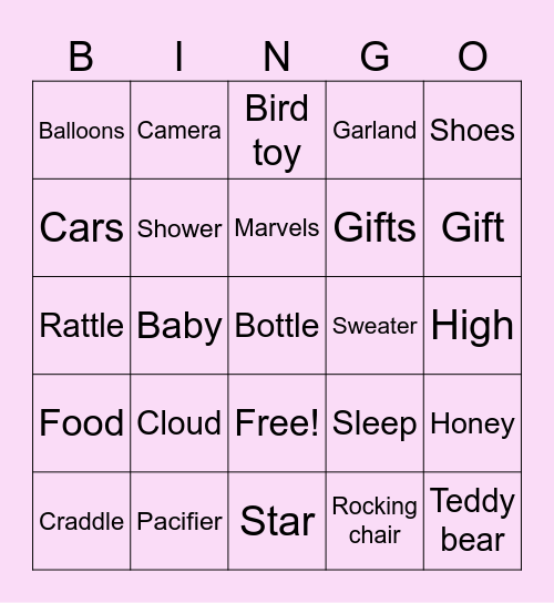 Baby Bingo Card