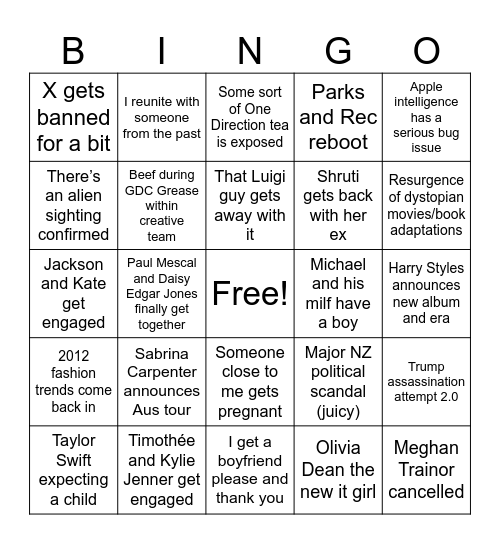 2025 bingo card Bingo Card