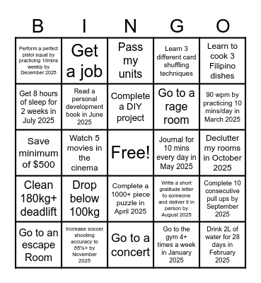 2025 Bingo Card