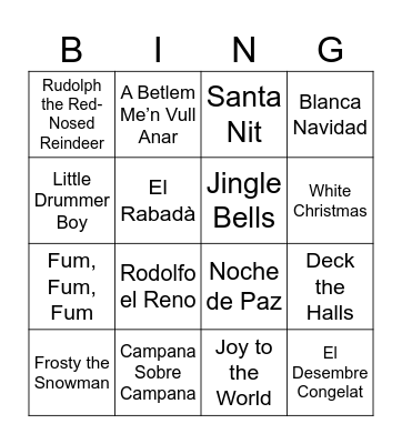 Bingo Musical Bingo Card