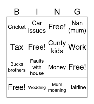 Ben Bingo Card