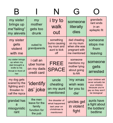 xmas bingo Card