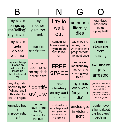 xmas bingo Card