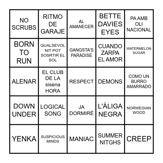 BINGO MUSICAL Bingo Card