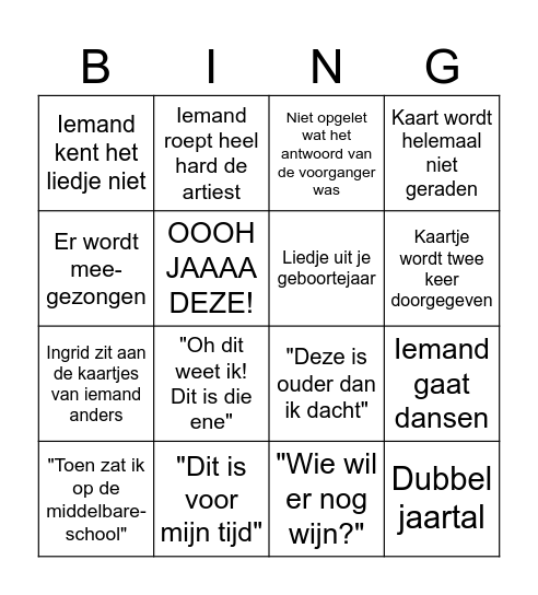 Hitster Kerst Bingo! Bingo Card