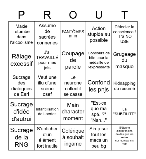 Khysès c'est parti ! Les fous rires sont garantis ! Bingo Card
