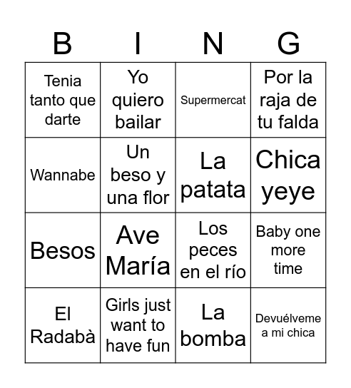 BINGO MUSICAL EDICIÓ SANT ESTEVE!! Bingo Card