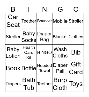 Baby Bingo Card
