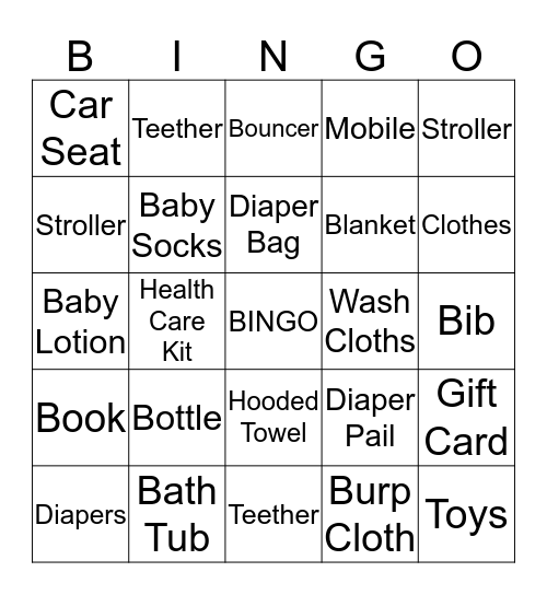 Baby Bingo Card
