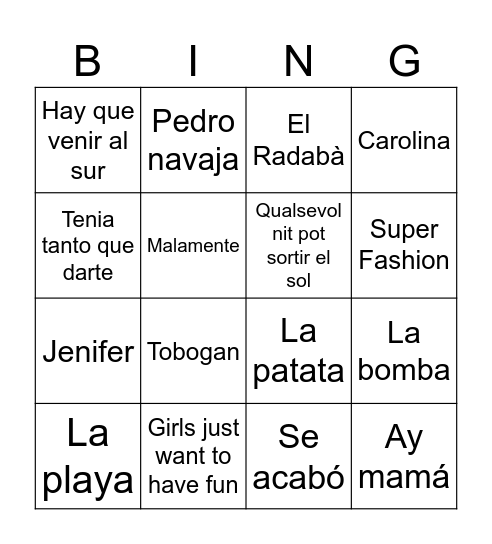 BINGO MUSICAL EDICIÓ SANT ESTEVE!! Bingo Card