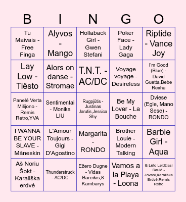 Muzikinis Bingo Card