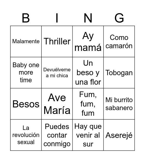 BINGO MUSICAL EDICIÓ SANT ESTEVE!! Bingo Card
