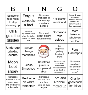 Cole Christmas Bingo London 2024 Bingo Card